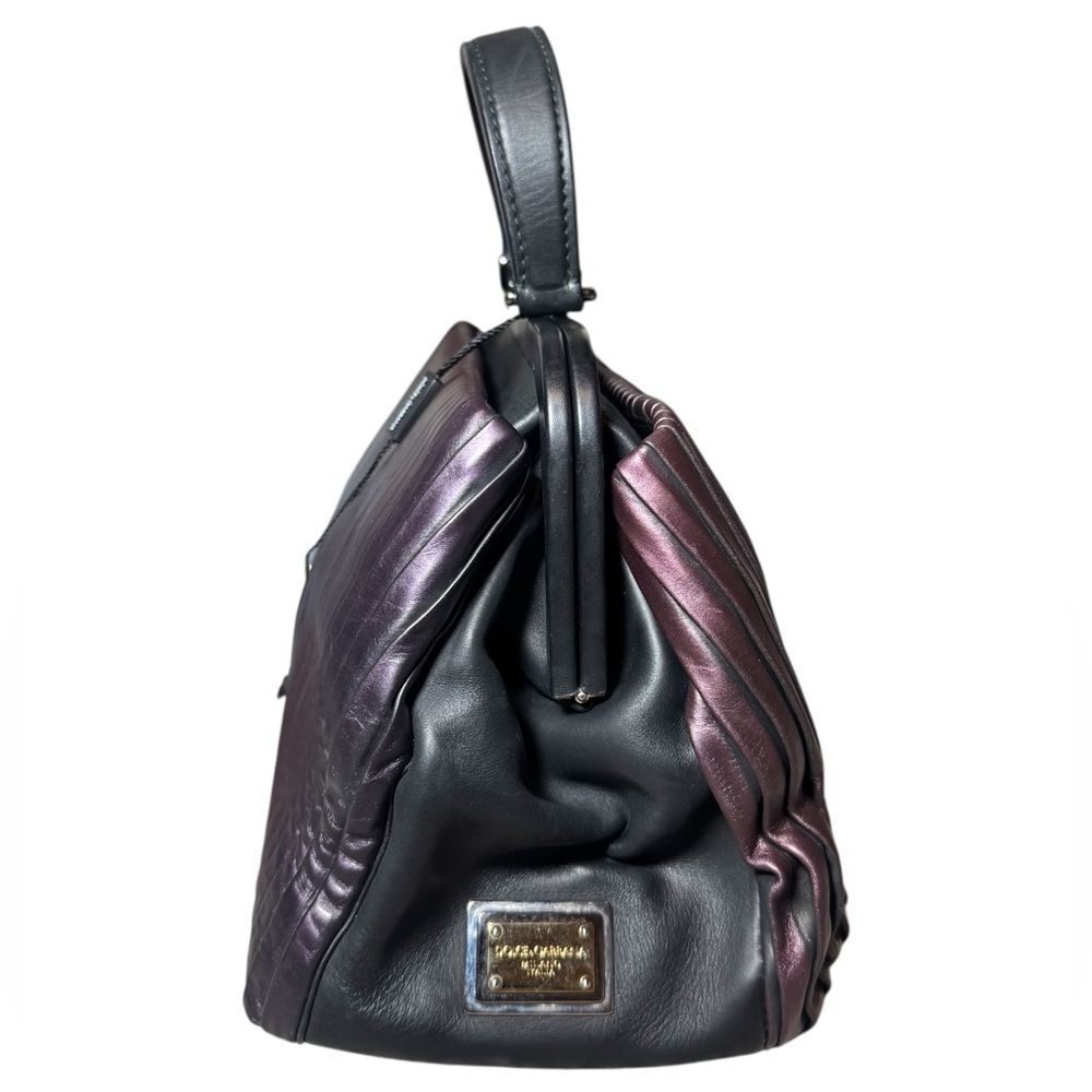 DOLCE & GABBANA Metallic Purple Pleated & Black Leather Doctor Bag Ltd Edition - Picture 7 of 16